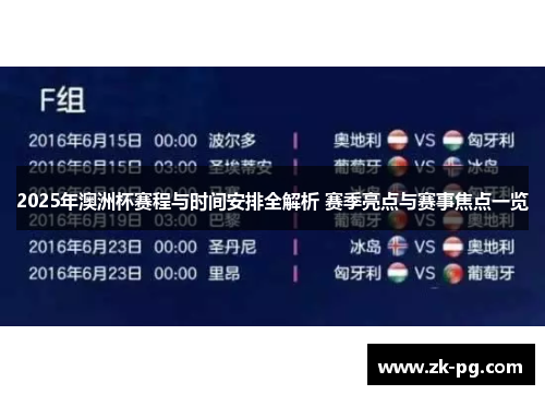 2025年澳洲杯赛程与时间安排全解析 赛季亮点与赛事焦点一览